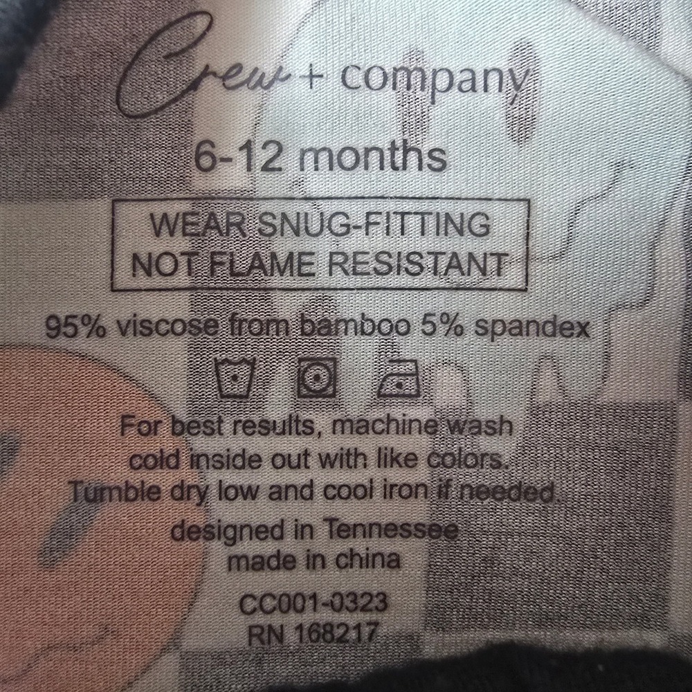 Crew + Company Baby Bamboo Romper 6-12M Checkered Melting Smiley Face Zip Shorty - Picture 4 of 5